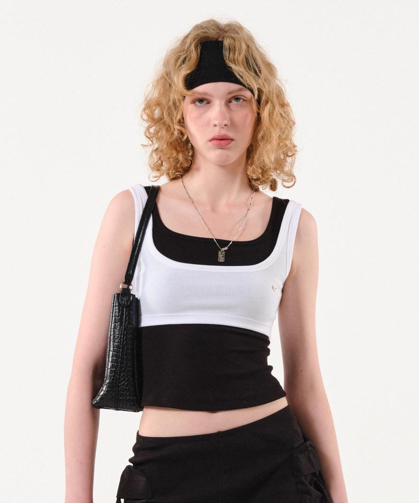 Podeowedeo Crop Ribbed Tank Top (White)
