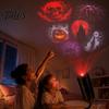 Holiday Atmosphere Lamp Halloween Night Light Projector, 6 Horror Projection Discs, 360-degree Adjustment, USB Spooky Haunted House Decor Powered LED