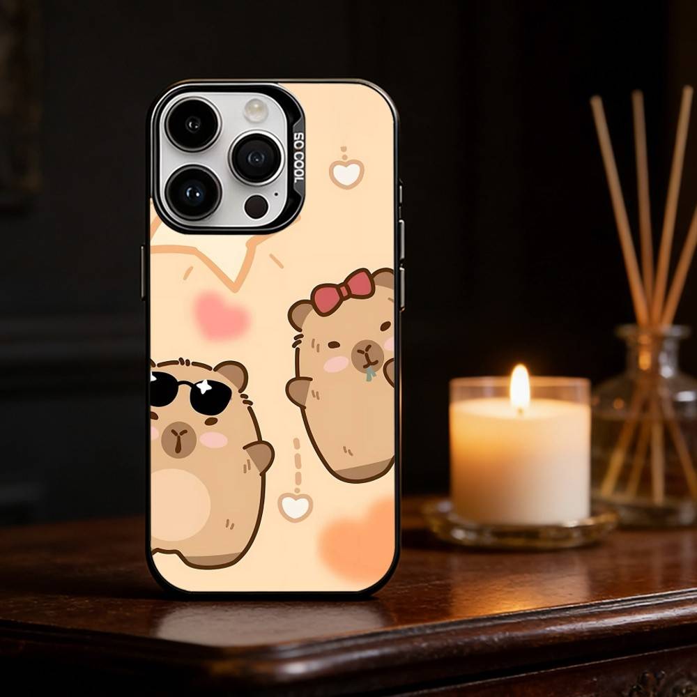 Cute Capybara Groundhog Phone Case Color Silver Shell For IPhone 17 16 15 14 13 12 11 Pro Max Plus