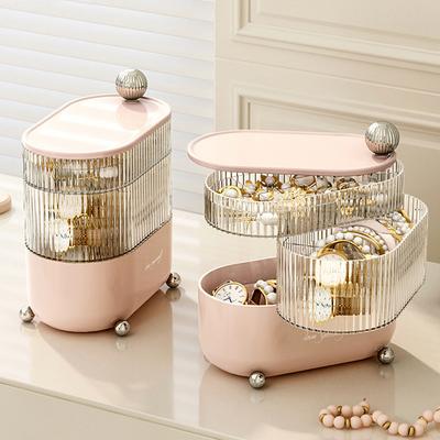 Joyero giratorio, caja de almacenamiento de escritorio multicapa para cosméticos, lápices labiales, Cables, organizador de maquillaje y joyería