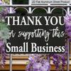 2D Flat, Small Business Thank You Sign - Elegant Cursive-like Font - Black & White Shop Decoration - Durable Aluminum Plaque - No Wiring Needed - for
