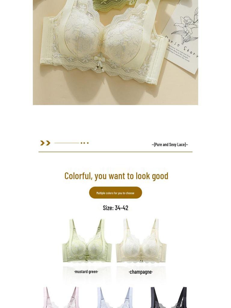 Luxuriöser Damen-Bügelloser Spitzen-BH mit Seitenstütze und Anti-Hänge-Funktion