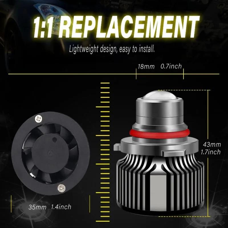 HB3 HB4 CSP Laser Lens LED Fog Light Bulbs Turbo Fog Lamp 3000K yellow Car 12V T3,2pcs.