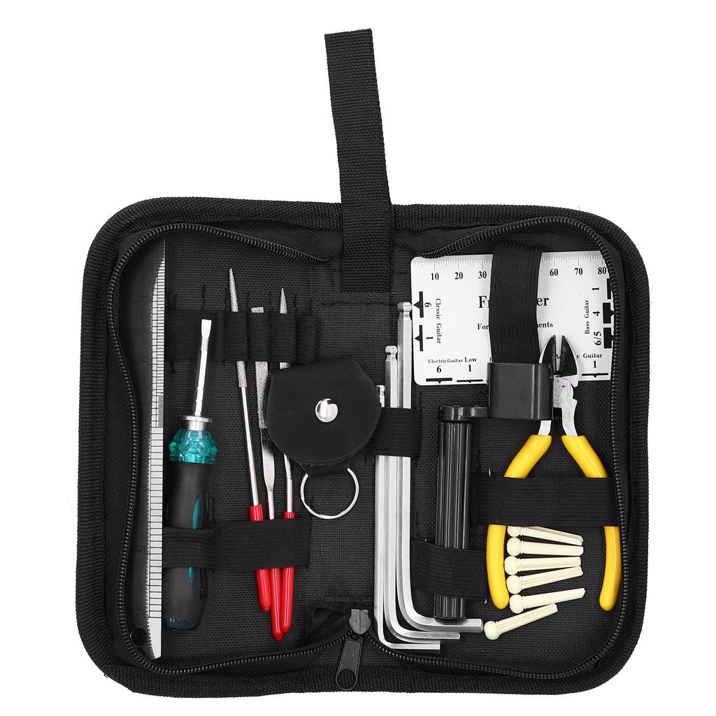 23-teiliges Gitarrenreparaturwerkzeug-Set einschließlich Inbusschlüssel, Lineal, Messlehre für die Instrumentenwartung