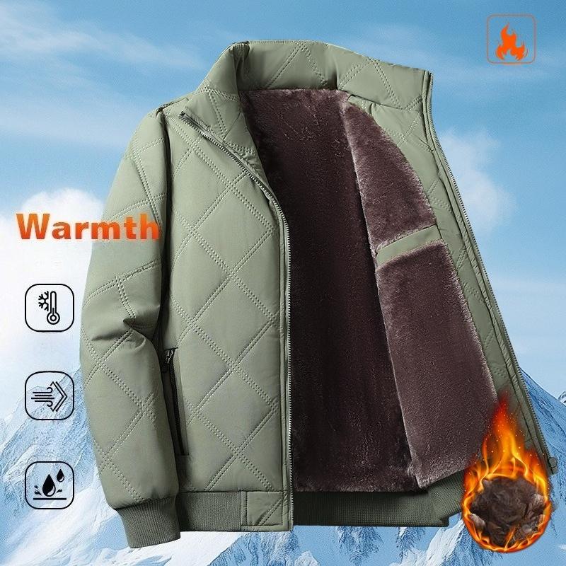 Men's Winter Lightweight Bomber Quilted Jackets Casual Windbreakers Thicken Full Zip Up Windproof Work Coats for Men Warm Fleece Lined Parka Jacket