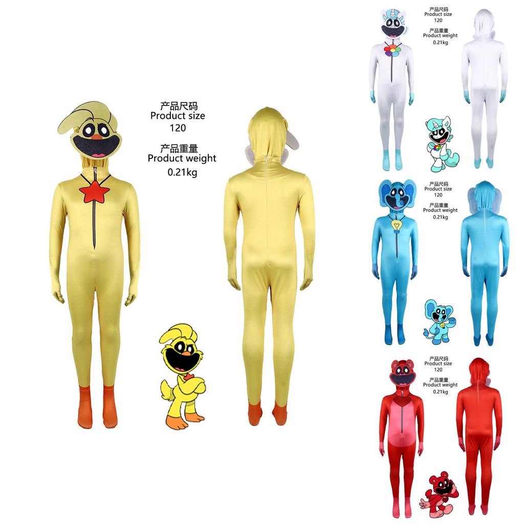 Poppy Playtime Halloween Jumpsuit Cosplay Costume Milk Silk Polyester For Kids Roleplay