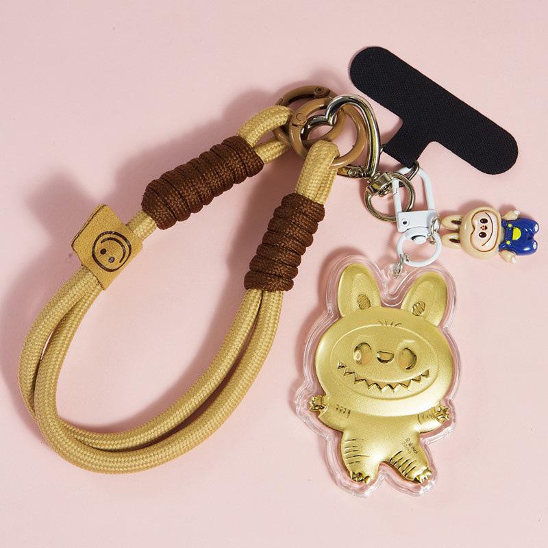 999 Pure Gold Labubu Pendant Keychain: Cute Cartoon Phone Charm & Bag Accessory Without Gold