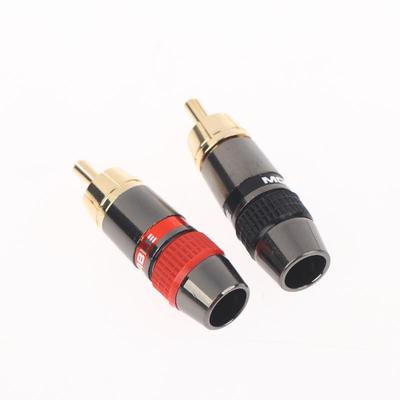 2/6/10 Pcs Gold-Plated Copper Lotus Solder Plug - Male Audio & Video Red-Black Extension Connector
