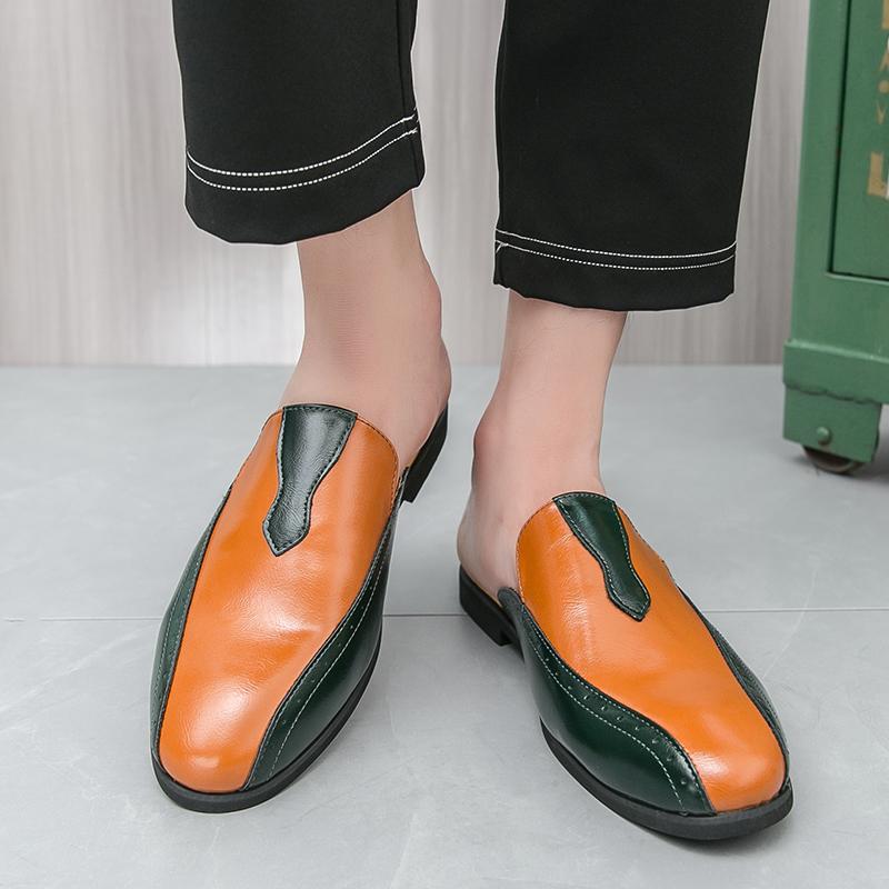 New Men's Mixed Color Half Slippers Shoes Summer Male Wedding Casual Mules Moccasins Breathable Loafers  Zapatos Hombre