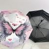 1pc Wings Hearts Automatic Open/Close Umbrella Compact Folding Umbrella with 8-Rib Shaft for Women/Men, Elegant Birthday1190S
