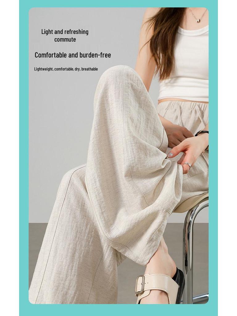 Tencel Linen Wide-Leg Women's Pants Summer 2026 - Lightweight, Cool Ice Silk Casual Design by Yamamoto.