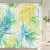 1Pcs Watercolor flower and plant leaves printed fabric waterproof shower curtain, home decoration bathroom curtain, with hooks