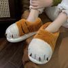 Tiger Claw Winter Cotton Slippers: Closed Heel, Cute Design, Thick Sole Plush for Indoor/Outdoor Use - Unisex, Perfect for Postpartum Comfort.