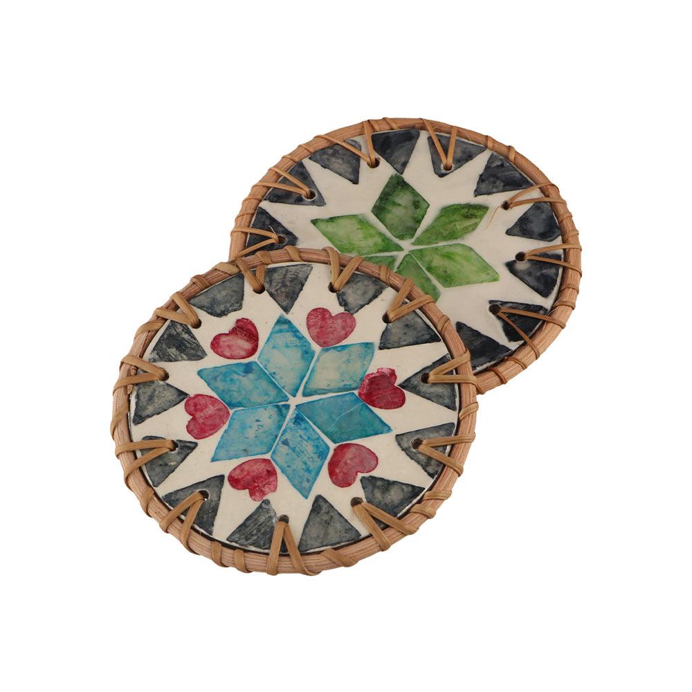 Colorful Seashell Cup Mat 10cm Coaster Insulation Pad Rattan Shell Cup Mat  Kitchen