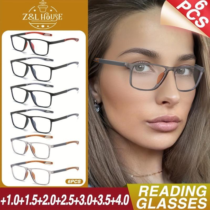 6 Pairs of Reading Glasses with Anti Blue Light for Office and Home Use Suitable for Both Men and Women