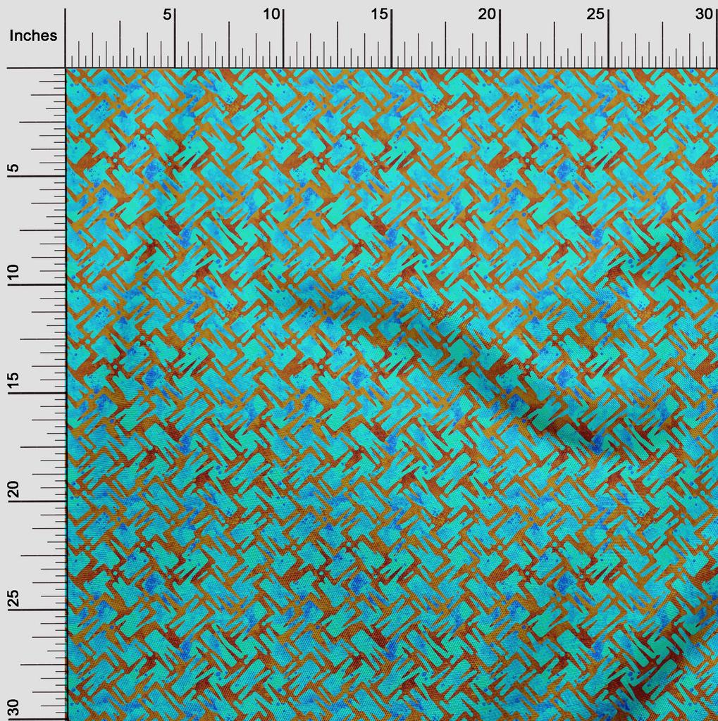 oneOone Georgette Viscose Aqua Blue Fabric Batik Fabric For Sewing Printed Craft Fabric By The Yard 42 Inch