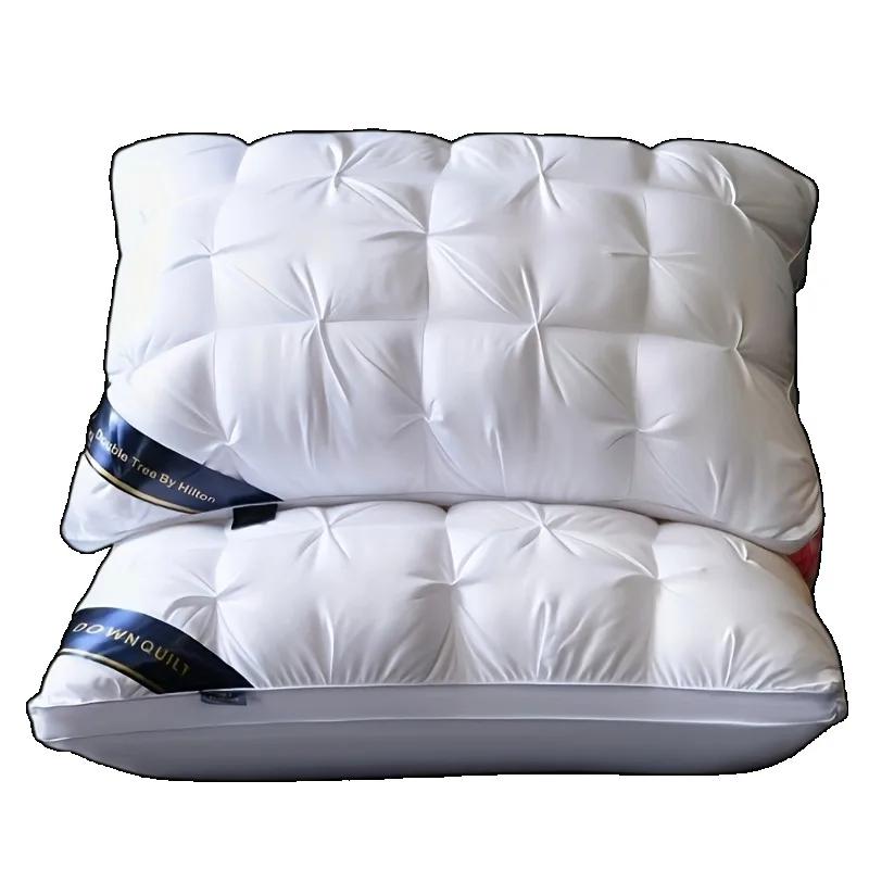 Neck Support Sleeping Pillow 5-Star Hotel Quality Deep Sleep White Satin Cover Bed Pillow Home Bedroom Decor Accessories Supplie