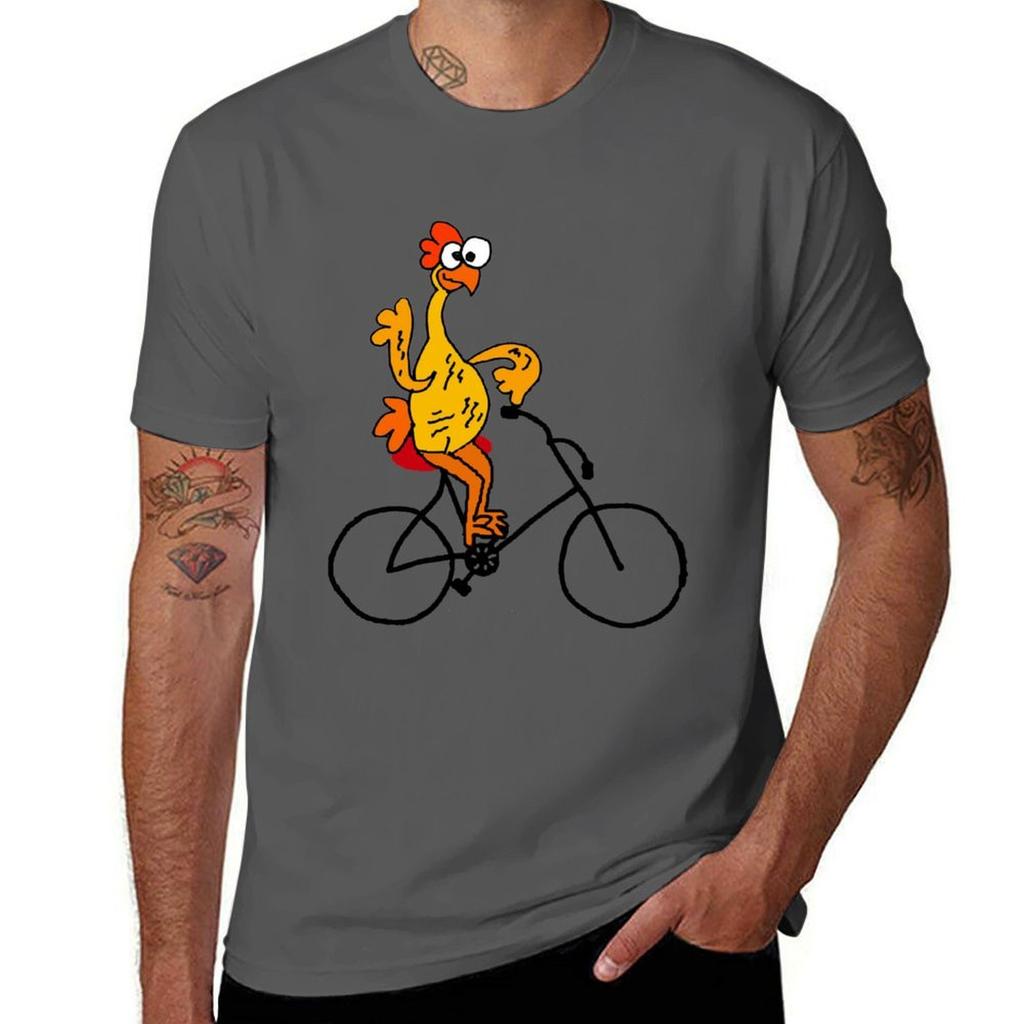 Funny Rubber Chicken Riding Bicycle Tshirt Lightweight Running Sports Tshirt