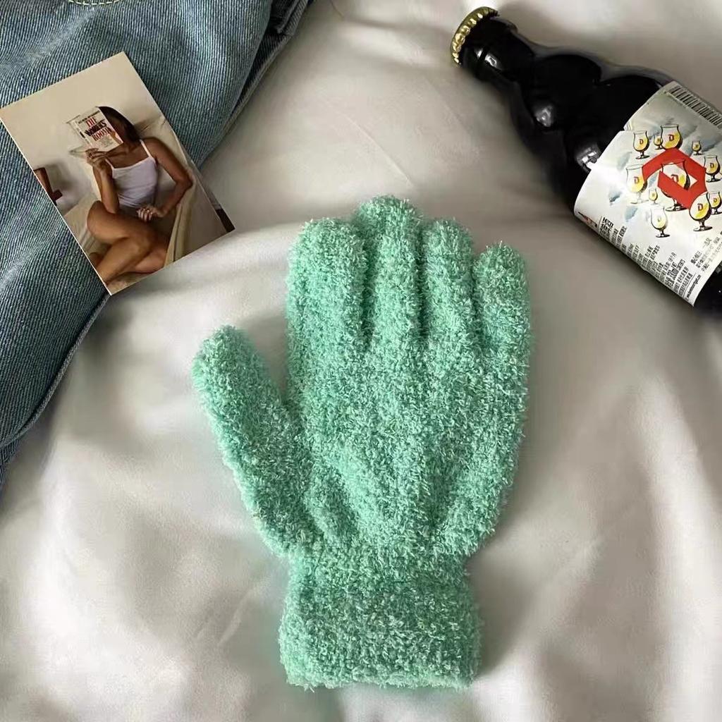 Coral Fleece Gloves Ins Japan And Korea Cute Simple Candy Color Five Fingers Fashion Warm Student