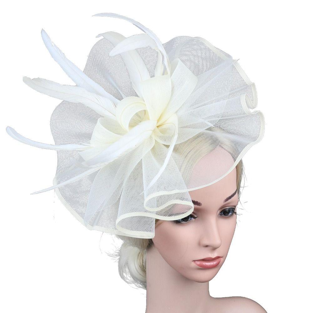 

British Retro Fascinator Headdress Stylish Cocktail Bridal Mesh Cap Top Hat Headband Birthday бежевый