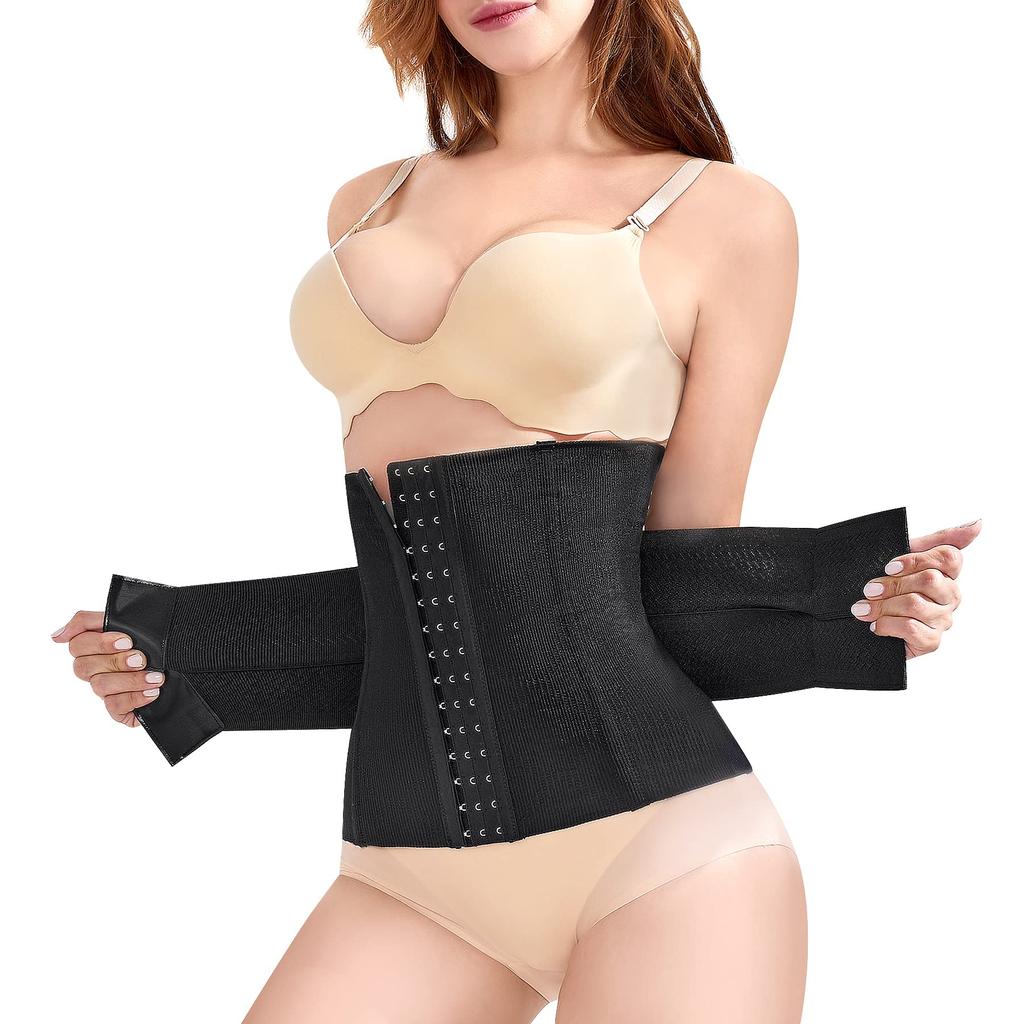CtriLady Svart Midjeinnstrammer Shapewear for Mageinnstramming og Midje Dobbel Loungewear Damekorsett, Formende, Kompresjon, (Svart, XL)