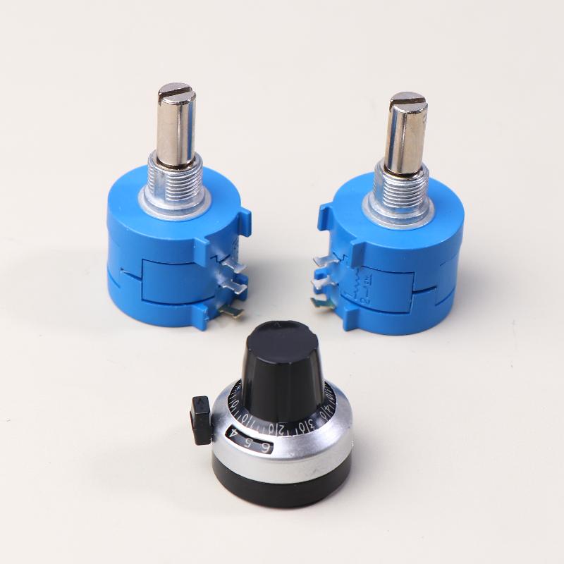 1Set 3590S Precision Multiturn Potentiometer Kit - 10 Ring Adjustable Resistor + Rotary Knob & Counting Dial
