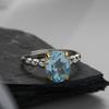 S925 Sterling Silver Natural Citrine Amethyst Topaz Color Treasure Ring Women'S Earrings Jewelry