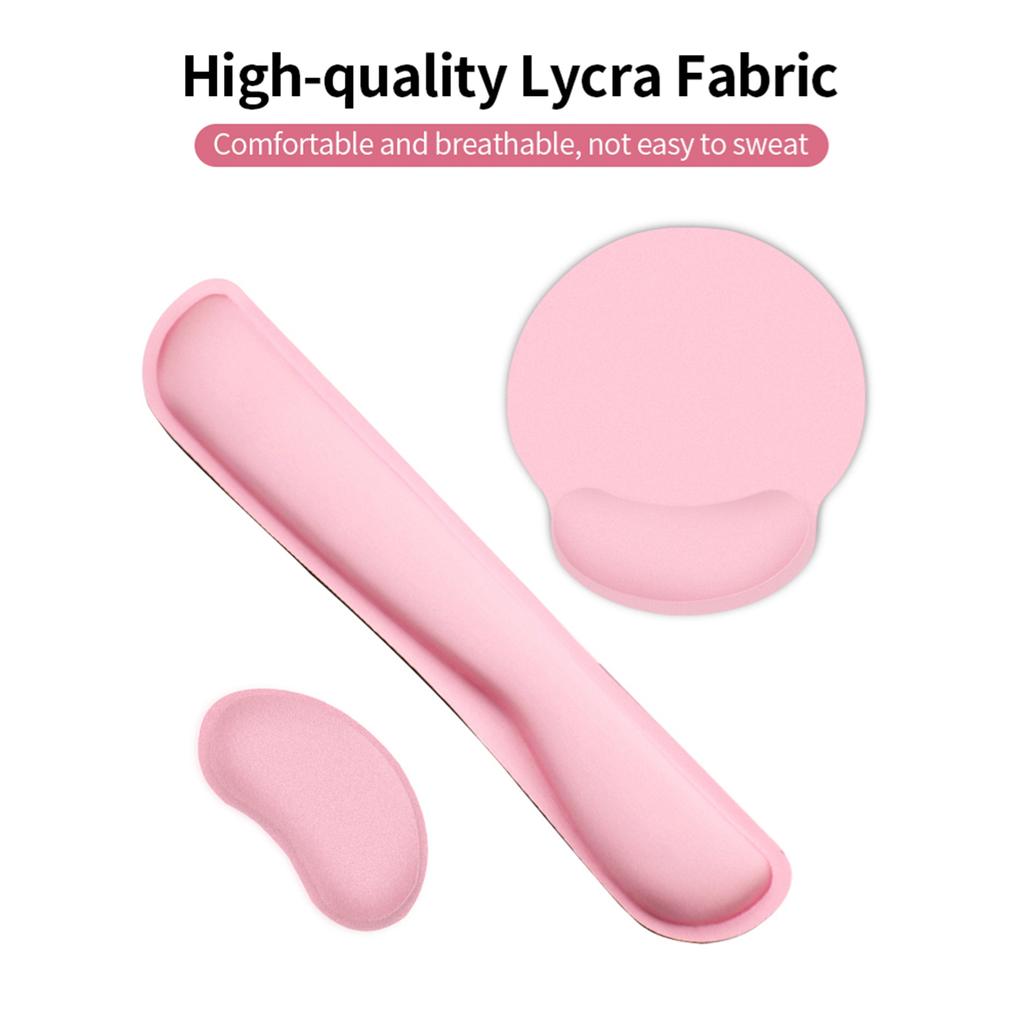 Ergonomic Memory Foam Keyboard Wrist Rest Mouse Wrist Rest Mouse Pad Set with  Fabric Anti slip Rubber Base Rose Red