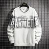 Spring Autumn Round Neck Letter Printing Sweatshirt Male Long Sleeve Casual Fashion Bottomed Pullover Top Men