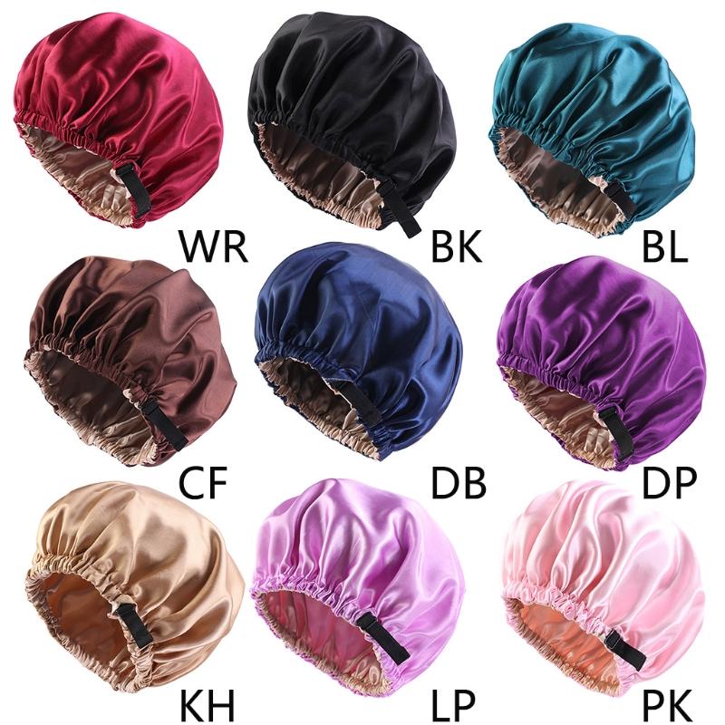 Satin Bonnet Beanie Hat Double Layers Satin Dome Cap for Head Wrap Cover with Neat Stitches Invisible Elastic Band