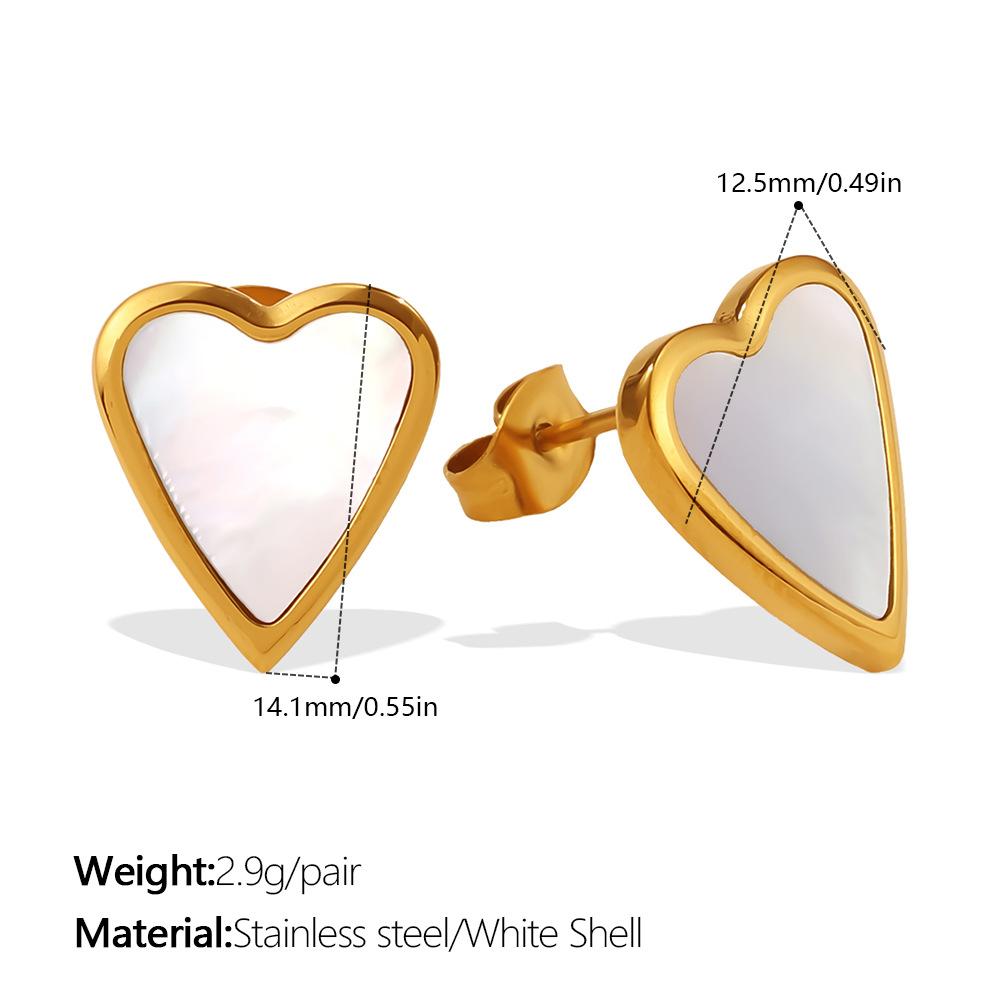 

European and American Retro Gold Irregular White Shell Love Stud Earrings Fashionable and Simple Ins Wind Heart Earrings 2026