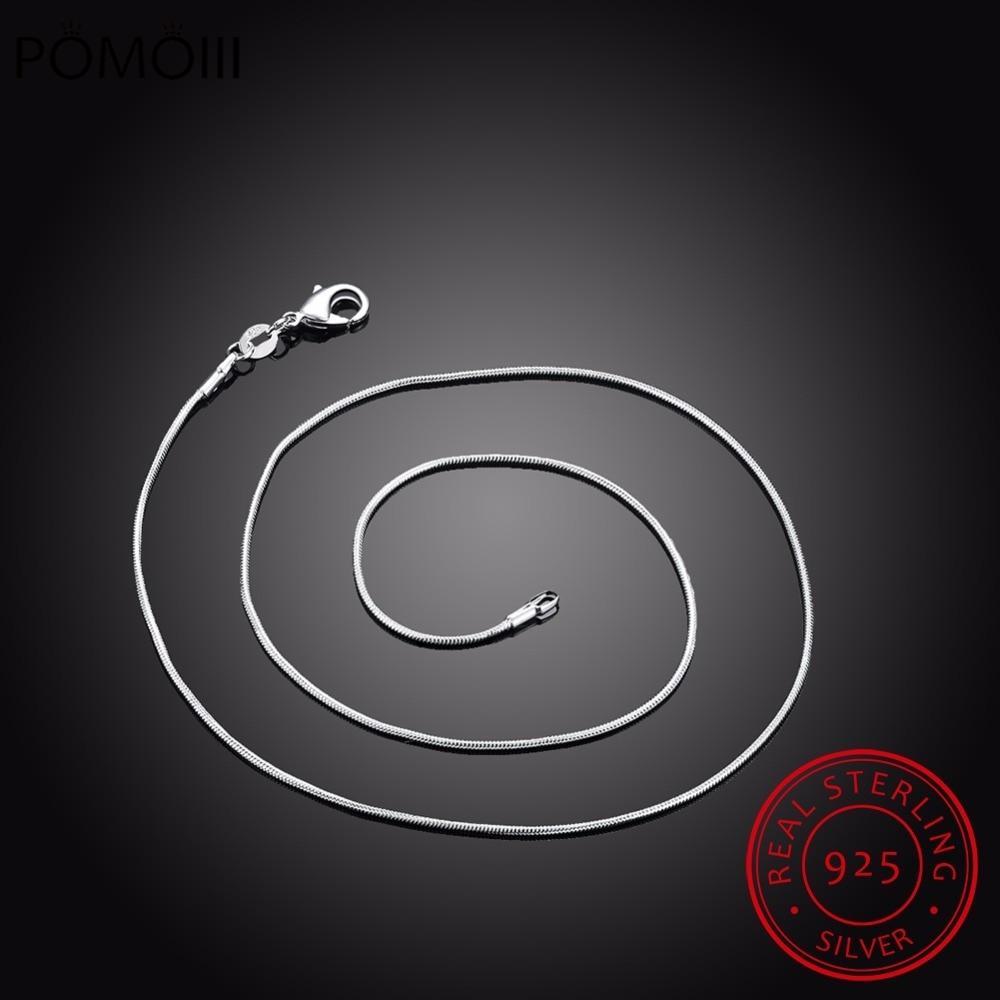 Noutăți 925 Argint Sterling 16 -24 inci Lanțuri de șarpe Coliere Pandantiv pentru femei Moda Sterling - Argint - Bijuterii