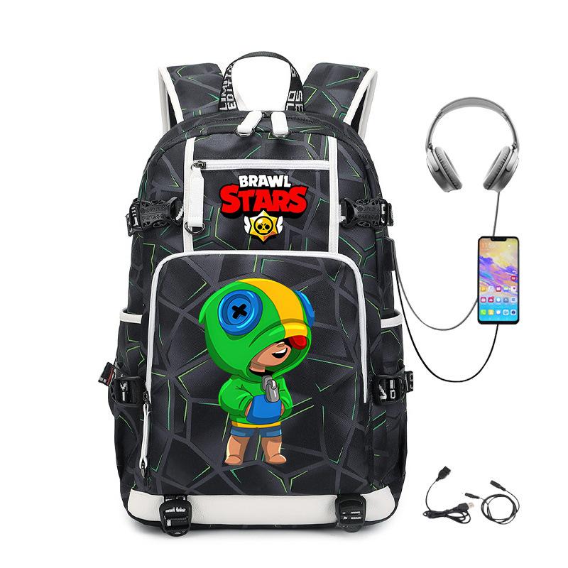 Brawl Stars Peripheral With Usb Backpack Student Outdoor Travel Large Capacity Mountaineering Bag