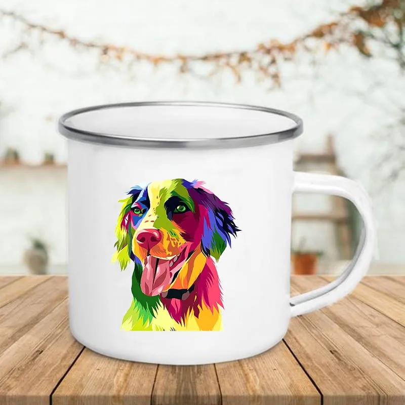 Unusual Anime Beer Funny Mug Cute Mugs Coffee Cups Watercolor Dog Enamel Mug Drinkware Original Coffee Cup Cup for Tea Travel