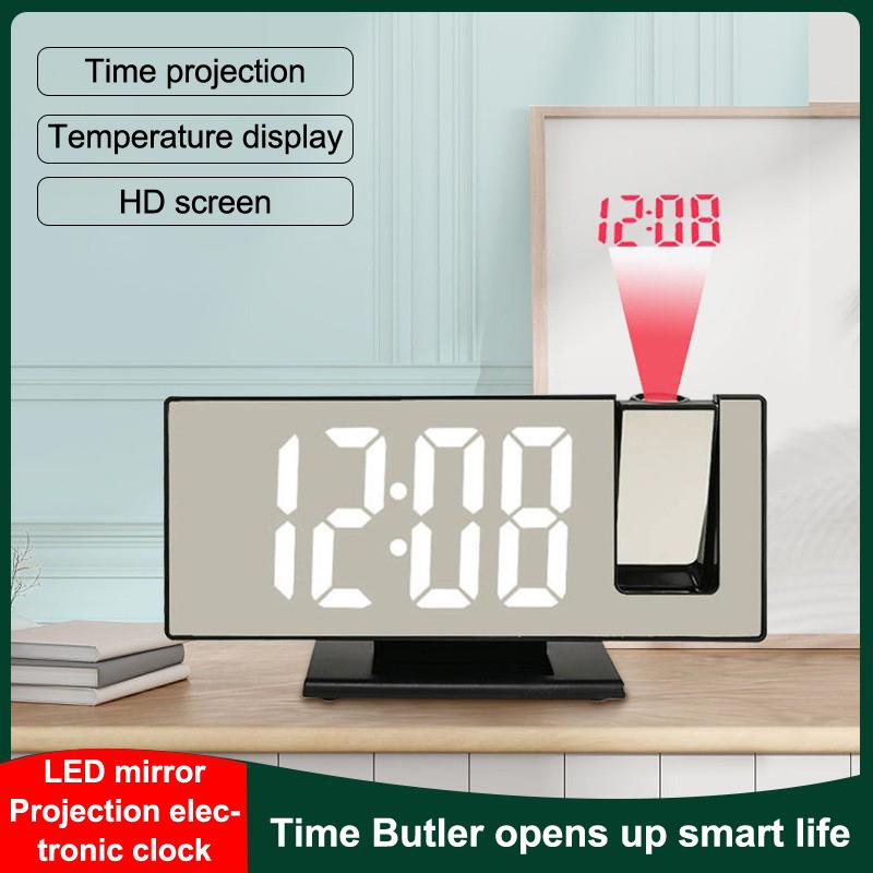 1 Pcs Mirror Multifunctional Projection Alarm Clock Intelligent Luminous Clock Bedroom Large Screen Projection Clock