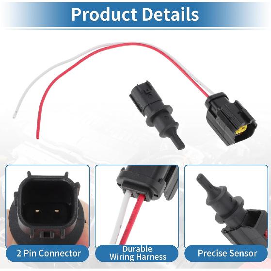 No.5293138AA Ambient Air Temperature Sensor for Ram 3500 6.7 Diesel 11-12 for Dodge Journey 2.4 3.6 09-20 for Jeep Compass 07-17 with Connector