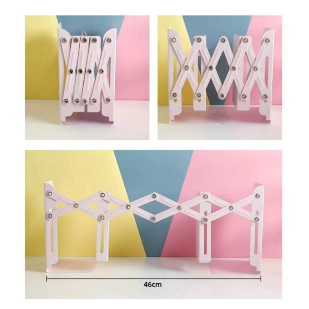 Metal Retractable Book Stand Large Capacity Desktop Bookshelf Book Storage Rack Office