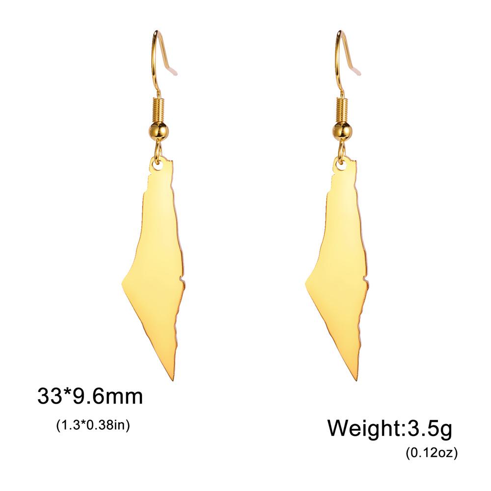 My Shape Israel Map Earrings Stainless Steel Gold Color Israel Country Outline Geography Map Pendants Earrings Jewelry Wholesale