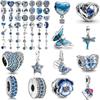 925 Silver Blue Butterfly Fish Pentagram Pendant Charm for DIY Bracelet Jewelry