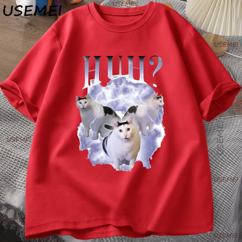 Huh Cat Chonky Ben Meme Cat T Shirt Unisex Rap 90s Vintage Graphic T Shirts Harajuku Cotton Short Sleeve Unisex Clothing Streetwear S
