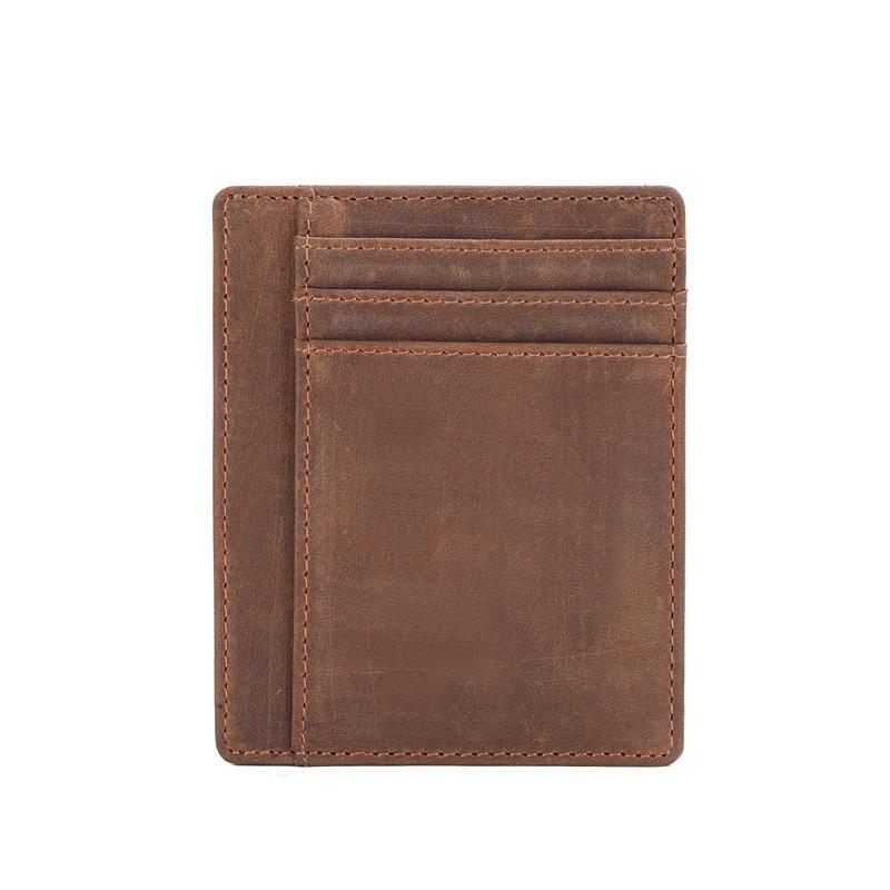 

Кошелек из кожи Crazy Horse Ультратонкий кардхолдер OEM OEM RFID Антимагнитный Визитница для кредитных карт 10.5x8.5 коричневый