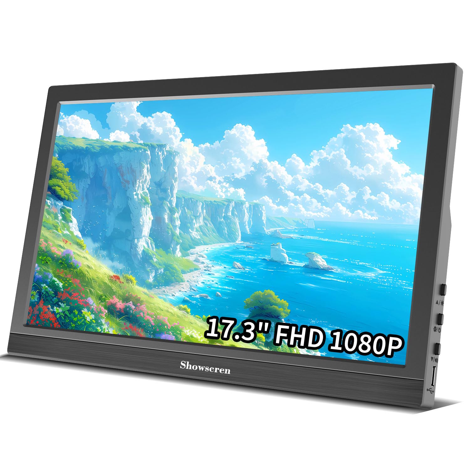 

Portable Monitor 1920x1080P Display 60Hz HDMI Extended Computer Screen with Speakers for PC Phone Laptop Raspberry Pi Switch Xbox 17.3 99%sRGB USB-C чорний