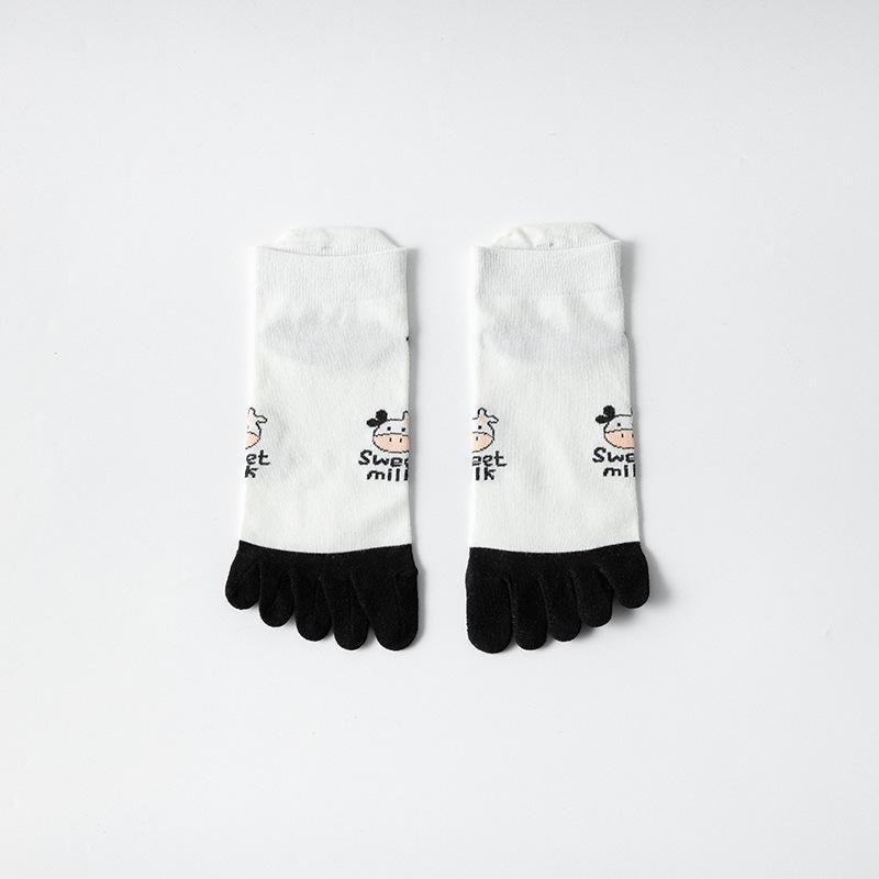 Șosete din bumbac, cu cinci degete, cu degete despicate, pentru femei – dezodorizante, respirabile, care absoarbe transpirația, drăguțe, subțiri, design cu tub scurt de vară.