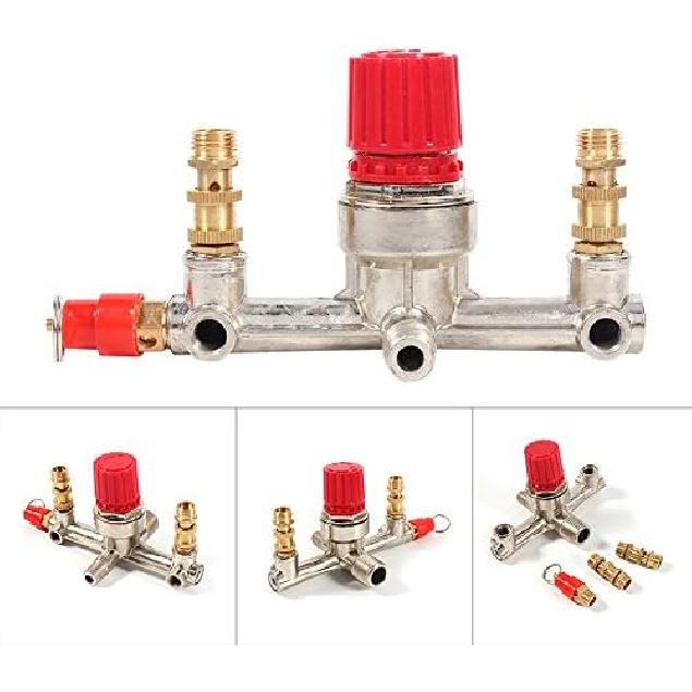 Double Outlet Tube Zinc Alloy Air Compressor Pressure Regulator Valve Fit Parts Efficient Voltage Regulation Superior Sealing Air Compressor Pressure