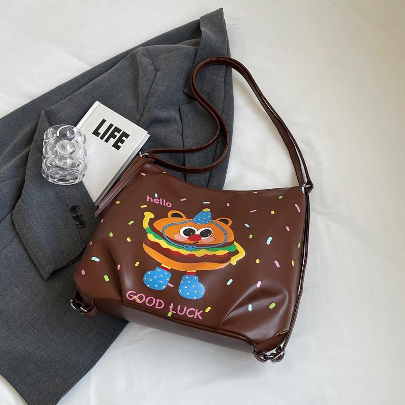 Women's Backpack Cartoon Print Shoulder Bag Large Capacity Commuter Multi-Function Crossbody Bag