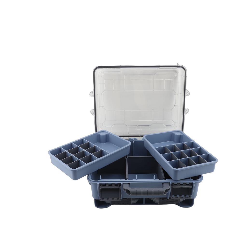 Fishing Tackle Box with 2 Trays Water Proof Fishing Lure Storage   with Detachable Divider for Outdoor