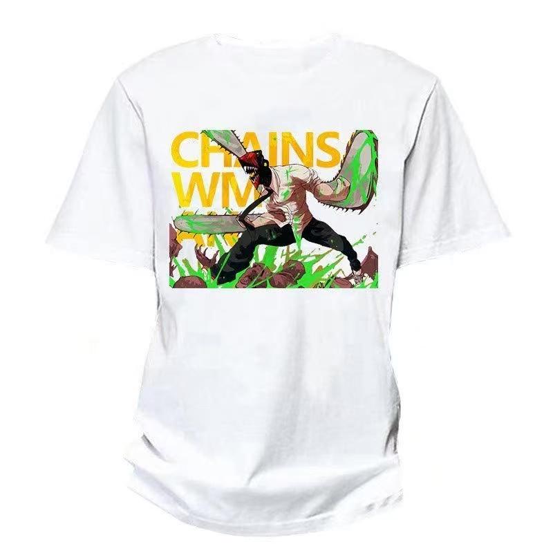 """2025 Sommer und Herbst Kettensägenmann Japanischer Manga bedrucktes T-Shirt lockeres Outdoor-Kurzarm-Oberteil für Herren und Damen."""