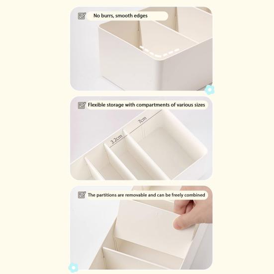 Adjustable Drawer Divider Box Multi-Compartment Drawer Organizer Desk Storage Box for Cosmetics Snacks with Removable Dividers
