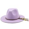 European and American women's new colorful rope jazz hat, big brim fashion flat hat, autumn and winter British style men's woolen top hat tide