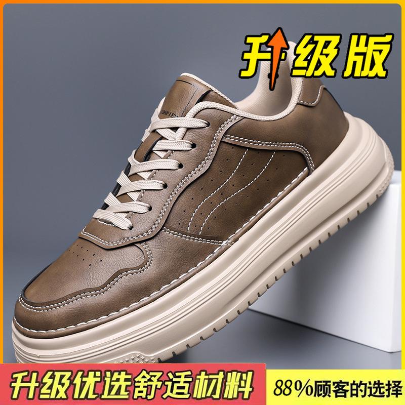 New autumn high-end retro leather surface sports and leisure board shoes platform leather shoes